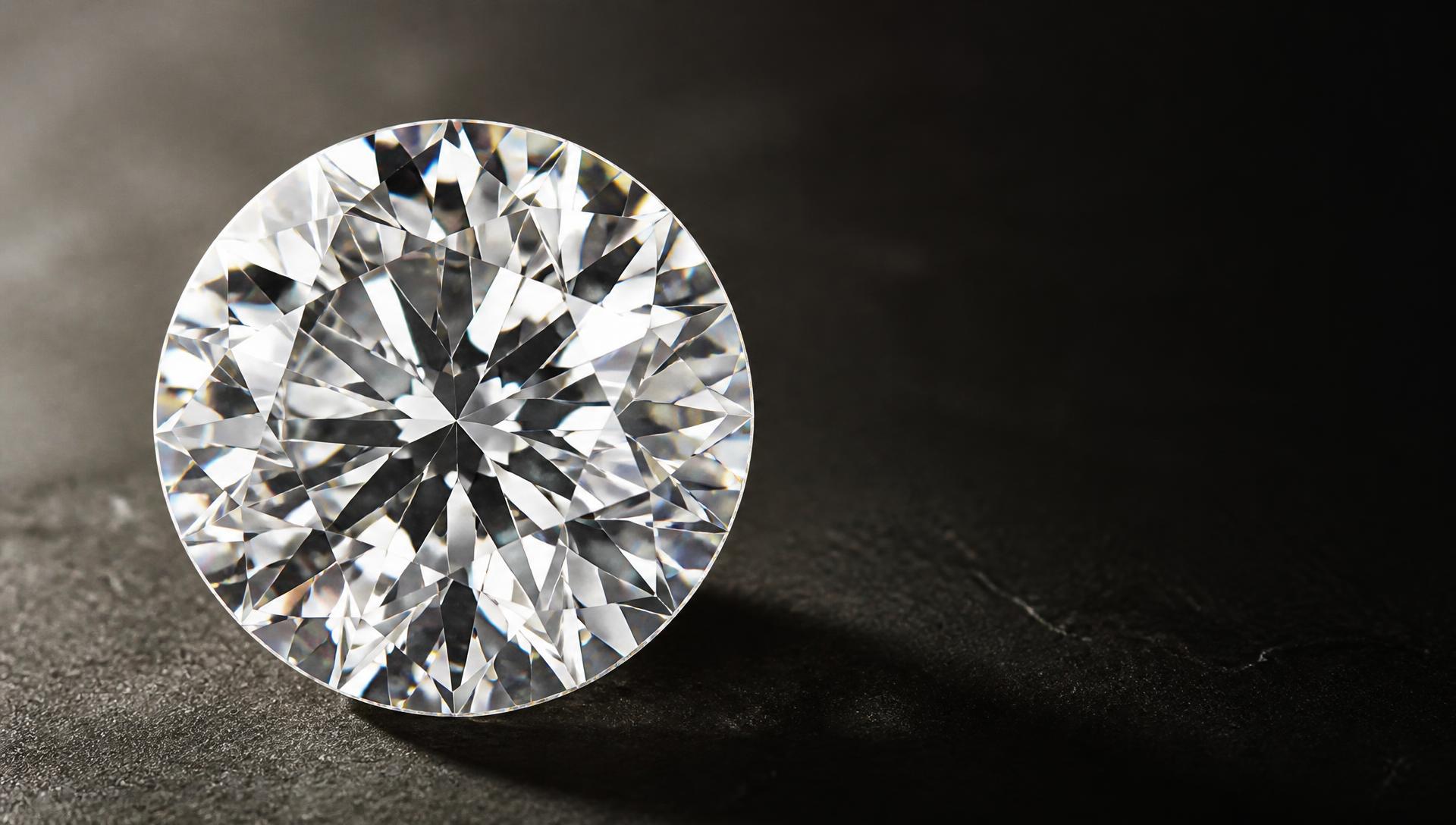 A lab-grown solitaire diamond ring resting on pale mineral stone